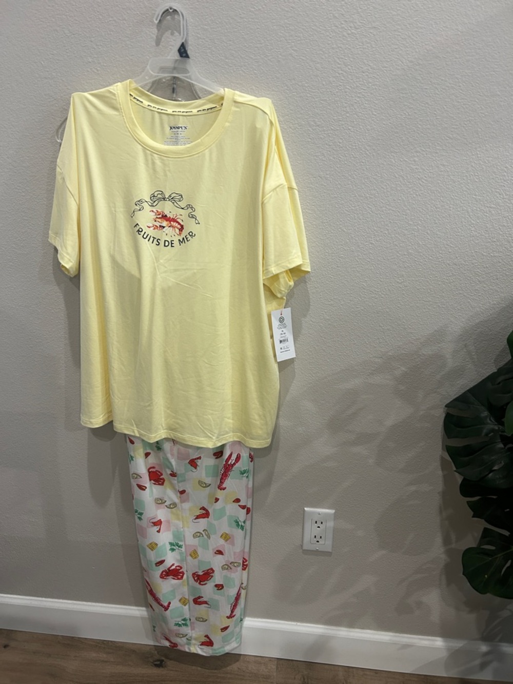 Yellow 'Fruits  Pajama Set - Short Sleeve Top & Printed Pants